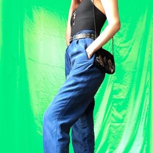 SOLD 🌀Blue Fever Silk Trousers🌀